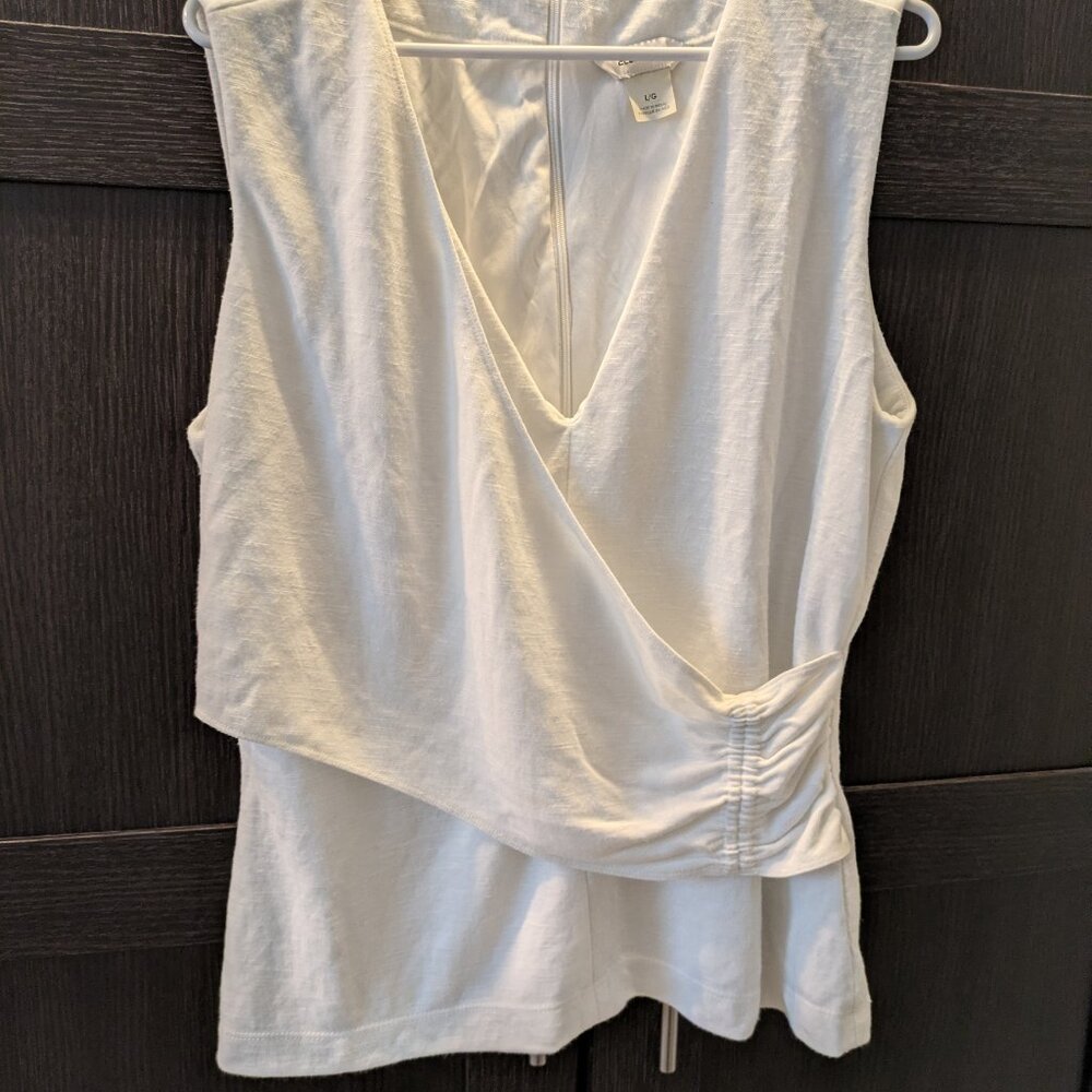 Club Monaco white faux wrap fully lined top